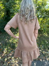 Load image into Gallery viewer, Short Sleeve Suede V Neck Dress
