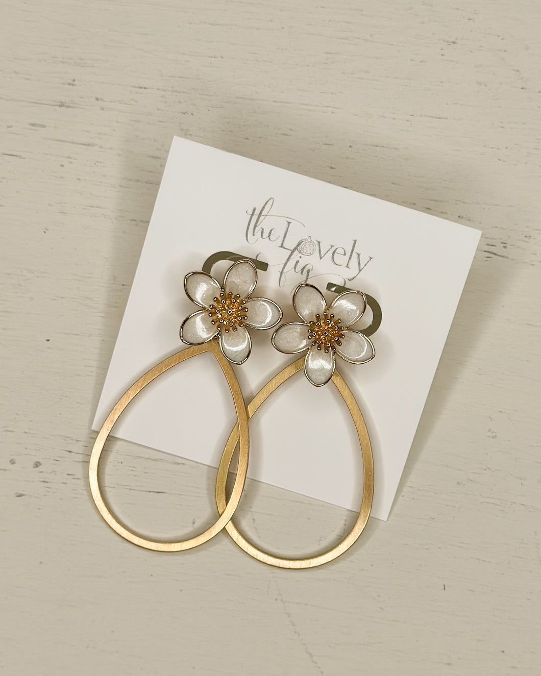 Deliah Flower Gold Drop Earrings