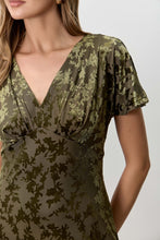 Load image into Gallery viewer, Floral Velvet V Neck Midi Dress
