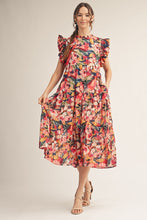 Load image into Gallery viewer, Ruffled Sleeves Floral Midi Dress
