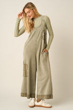 Load image into Gallery viewer, Floral Patch Wide Leg Overall Jumpsuit
