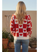 Load image into Gallery viewer, Checkered Heart Knit Sweater

