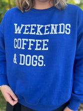 Load image into Gallery viewer, Fall &quot;Weekends Coffee Dogs&quot; Long-Sleeve Crewneck Oversized Fleece
