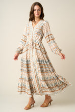 Load image into Gallery viewer, Boho Border Print Long Sleeve Maxi Dress
