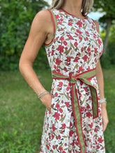 Load image into Gallery viewer, Ecru Floral Print Belt Midi Dress
