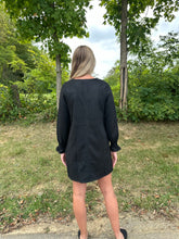 Load image into Gallery viewer, Black Long Sleeve Suede Dress
