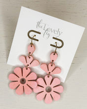 Load image into Gallery viewer, Flower Wood Drop Earrings
