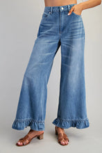 Load image into Gallery viewer, Mineral Washed Ruffle Hem Jeans
