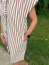 Load image into Gallery viewer, Brown and Cream Striped Button Up Dress
