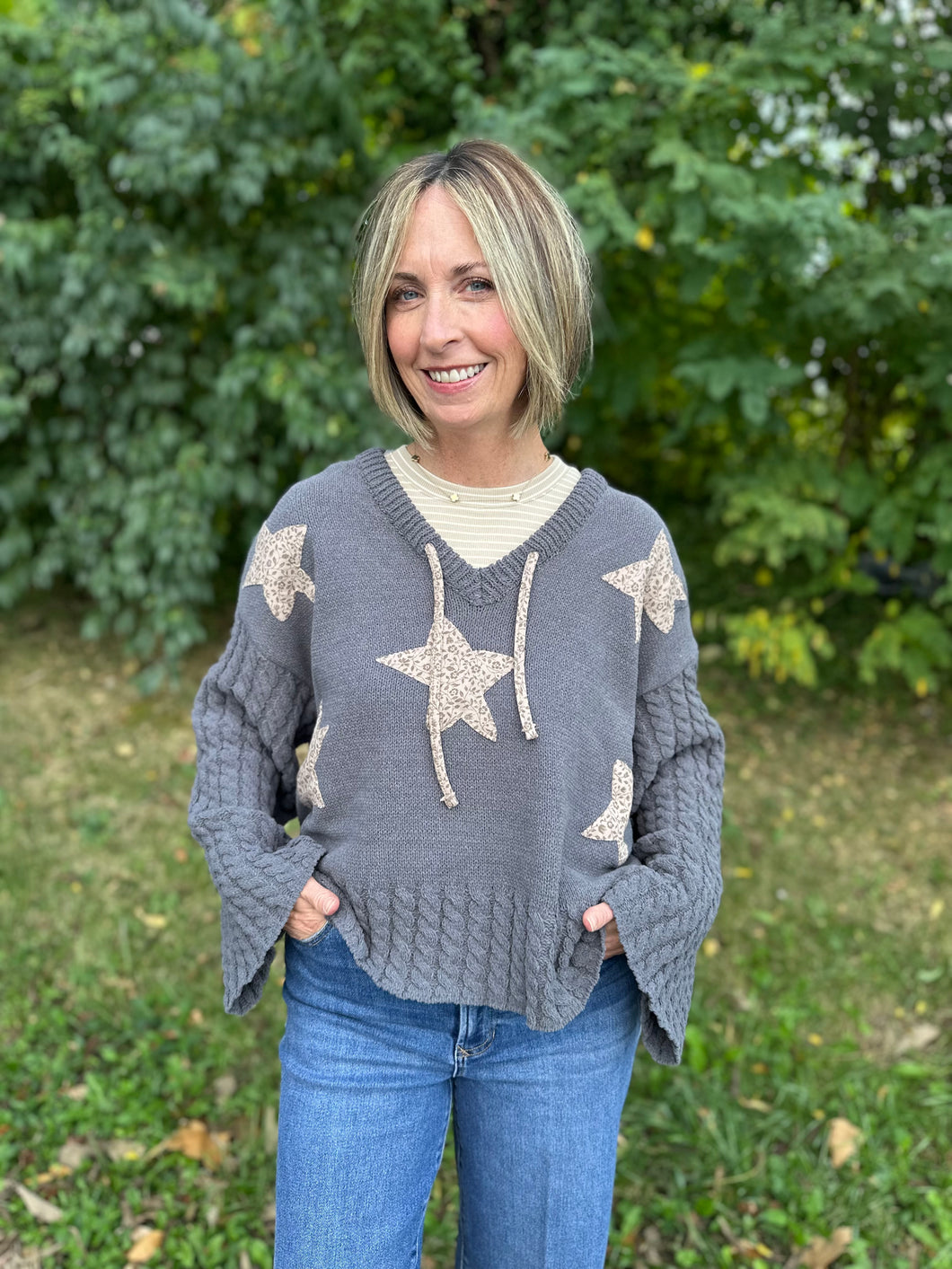Chenille Star Patch Sweater