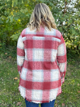 Load image into Gallery viewer, Fringe Detailed Long Plaid Jacket
