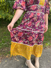 Load image into Gallery viewer, Plum Puff Sleeve Floral Tiered Dress
