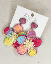 Load image into Gallery viewer, Raffia Wrapped Flower Earrings
