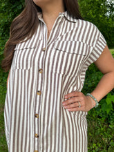 Load image into Gallery viewer, Striped Collared Button Down Mini Dress
