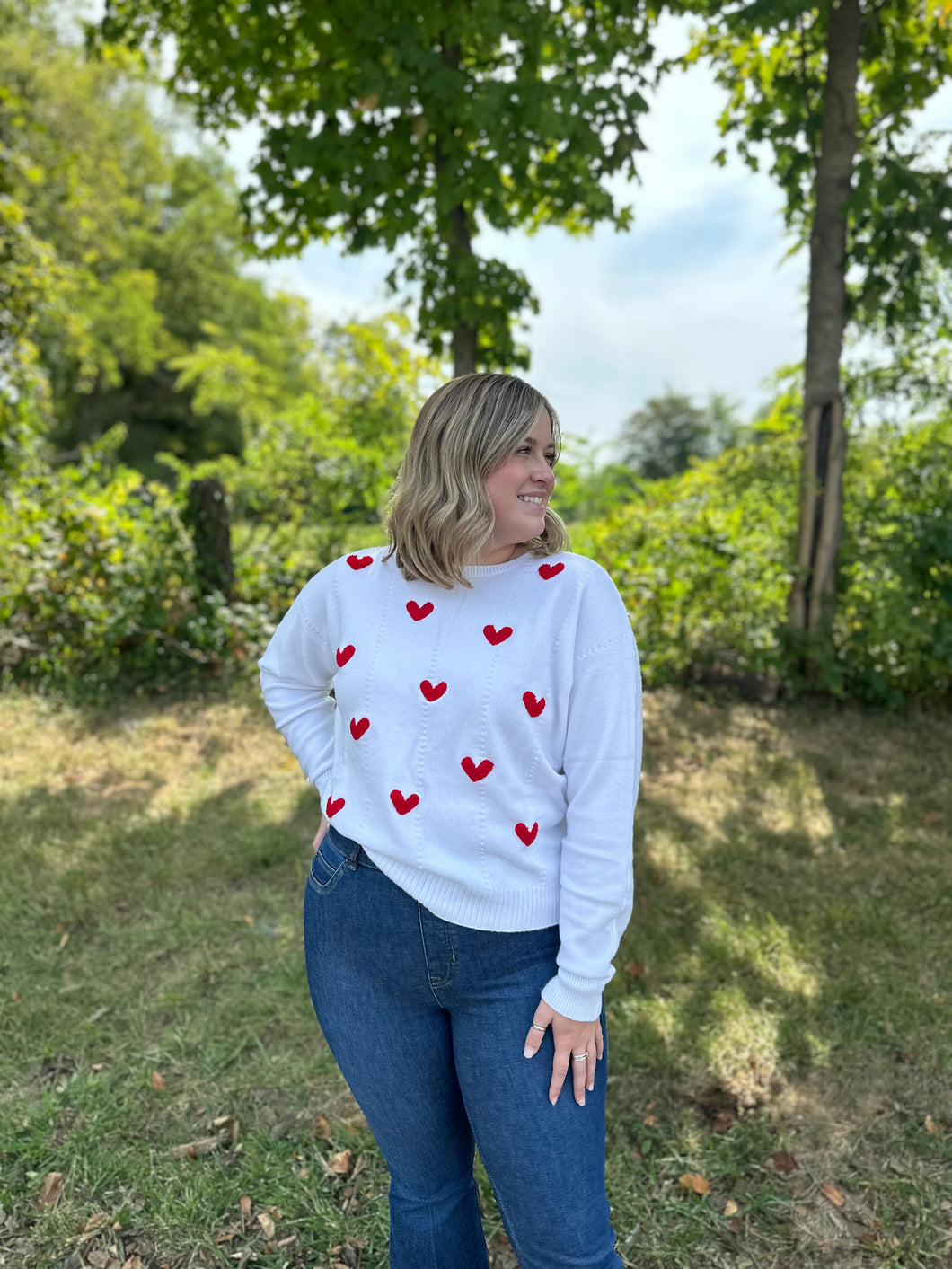 Raised Hearts Pullover Sweater