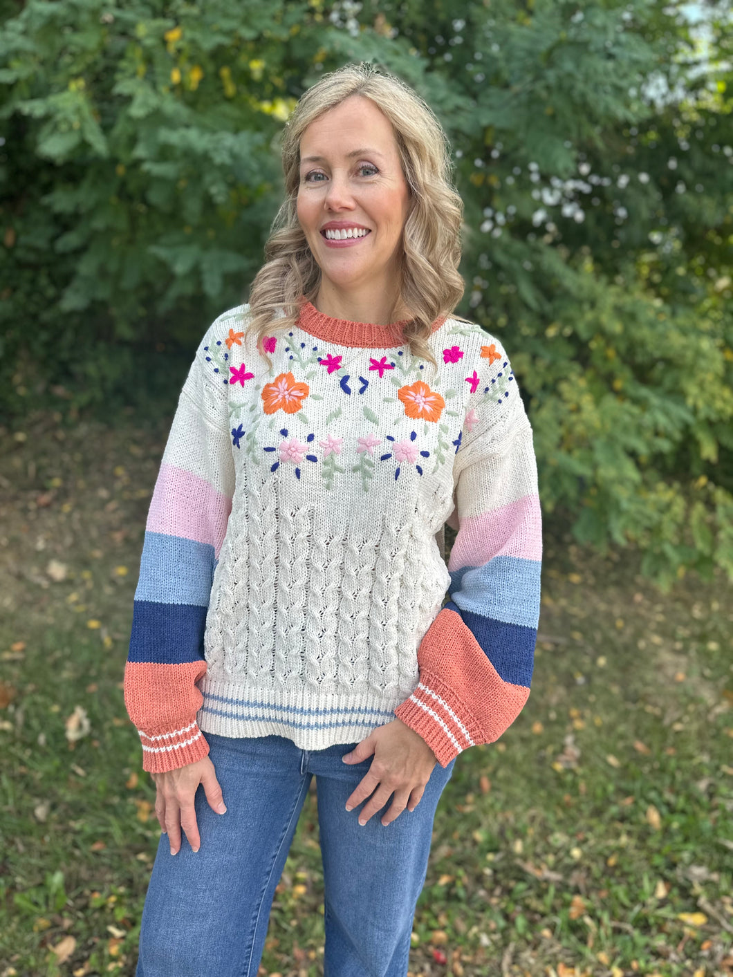 Striped Color Block Pattern Sweater