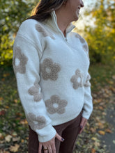 Load image into Gallery viewer, Floral Half Zip Neck Sweater
