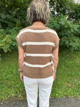 Load image into Gallery viewer, Stripe Side Tie Short Sleeve Knit Sweater
