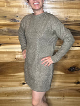 Load image into Gallery viewer, Cable Knit Drop Shoulder Sweater Dress
