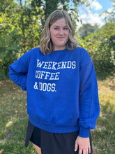 Load image into Gallery viewer, Fall &quot;Weekends Coffee Dogs&quot; Long-Sleeve Crewneck Oversized Fleece
