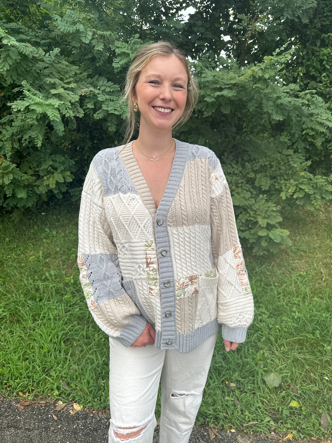 Balloon Sleeve V Neck Cardigan
