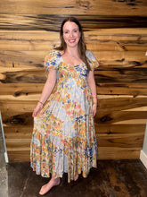 Load image into Gallery viewer, Smocked Puff Sleeve Floral Print Maxi Dress
