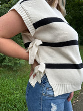 Load image into Gallery viewer, Stripe Side Tie Short Sleeve Knit Sweater
