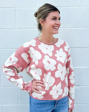 Load image into Gallery viewer, Rose Floral Relaxed Crop Sweater
