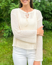 Load image into Gallery viewer, Open Weave Tie Neck Pullover
