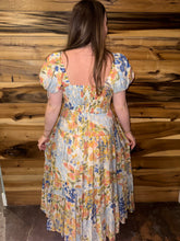 Load image into Gallery viewer, Smocked Puff Sleeve Floral Print Maxi Dress
