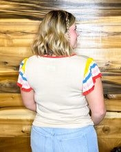 Load image into Gallery viewer, Tan Ribbed Striped Sleeve Top
