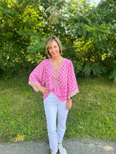 Load image into Gallery viewer, Pink Floral Foulard Monroe Top
