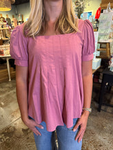Load image into Gallery viewer, Mulberry Textured Square Neck Smocked Blouse
