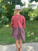 Load image into Gallery viewer, Merlot Mixed Floral Mini Dress
