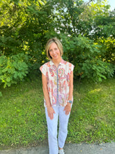 Load image into Gallery viewer, Pink Cap Sleeve Paisley Print Top
