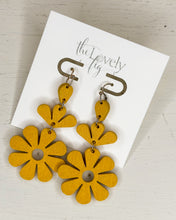 Load image into Gallery viewer, Flower Wood Drop Earrings
