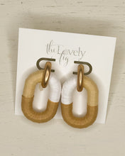 Load image into Gallery viewer, Chain Raffia Wrapped Drop Earrings
