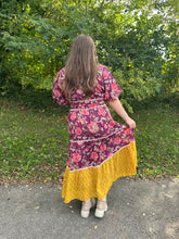 Load image into Gallery viewer, Plum Puff Sleeve Floral Tiered Dress
