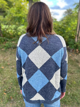 Load image into Gallery viewer, Navy Checkered Pullover Sweater
