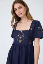 Load image into Gallery viewer, Embroidery Detail Bell Sleeve Midi Dress
