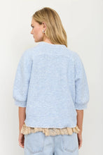 Load image into Gallery viewer, Heathered Contrast Trim Short Sleeve Knit Sweater
