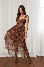 Load image into Gallery viewer, Sweetheart Neckline Floral Chiffon Ruffle Tiered Dress
