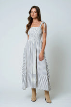 Load image into Gallery viewer, Stripe Smocked Tie Strap Maxi Dress
