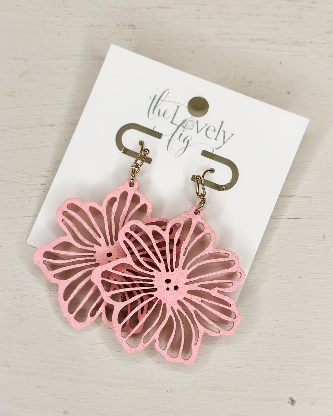 Wood Flower Filigree Earrings