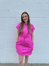 Load image into Gallery viewer, Scallop Hem Drawstring Luxe Knit Dress
