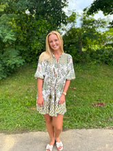 Load image into Gallery viewer, Mixed Print Smocking Detail Dress
