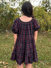 Load image into Gallery viewer, Gingham Puff Sleeve Mini Tier Dress
