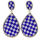 Blue/White Checkered Beaded Earrings