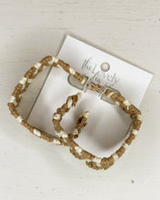 Load image into Gallery viewer, Two-Tone Raffia Square Hoop Earrings
