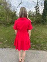 Load image into Gallery viewer, Solid Red Collared Mini Dress
